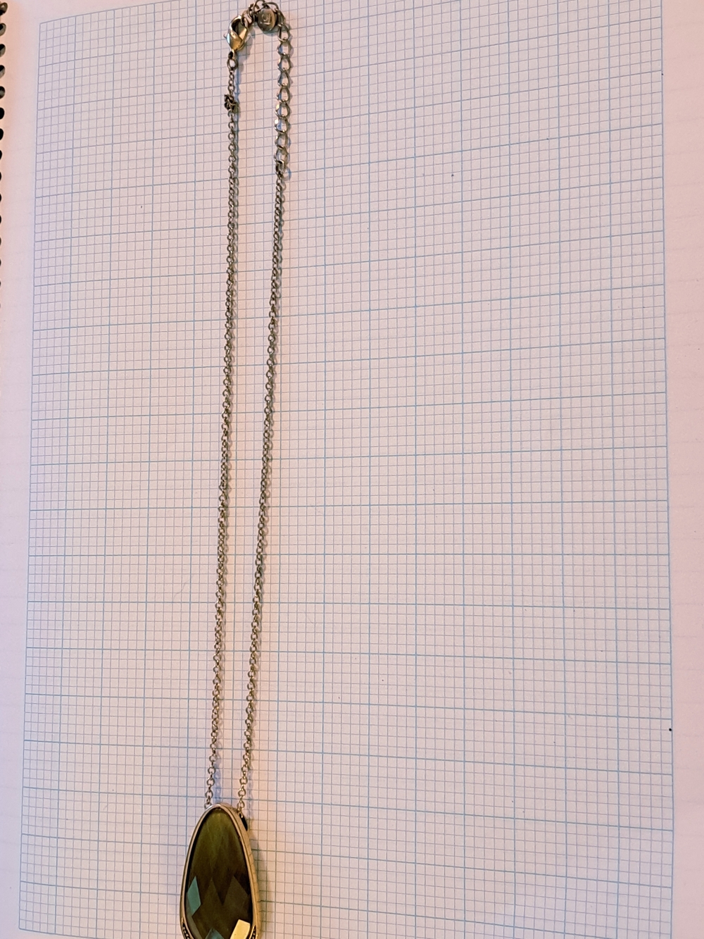 Liz Claiborne Gold-Tone Teardrop Olive Green Stone Pendant Necklace - Picture 7 of 7